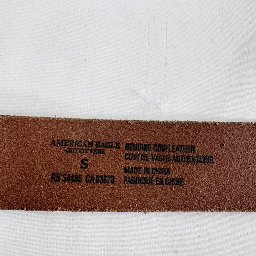 American Eagle Belt Brown Leather Turquoise Buckle Western Boho Women  S